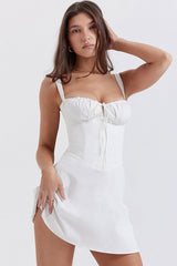 LAVELA CORSET MINI SUNDRESS-WHITE