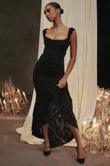 Alyia Rose Pink Floral & Black Maxi Dress