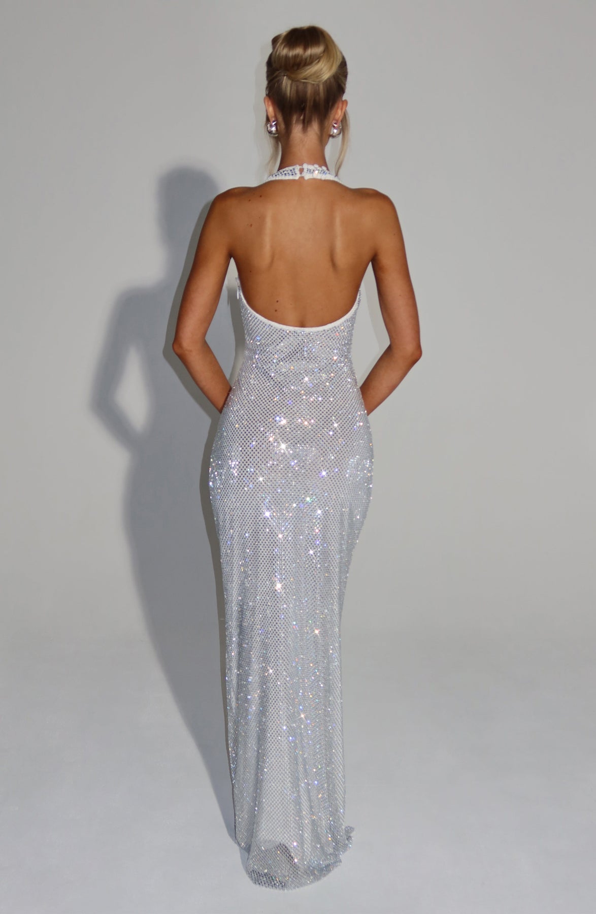 Elegant Sequins Backless Maxi Dress