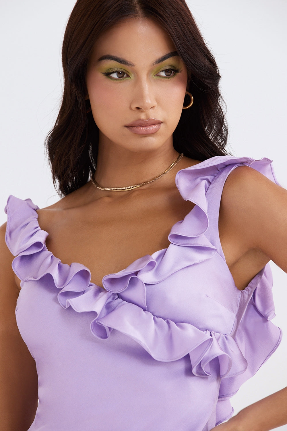 Chic Backless Satin Ruffle Mini Dress