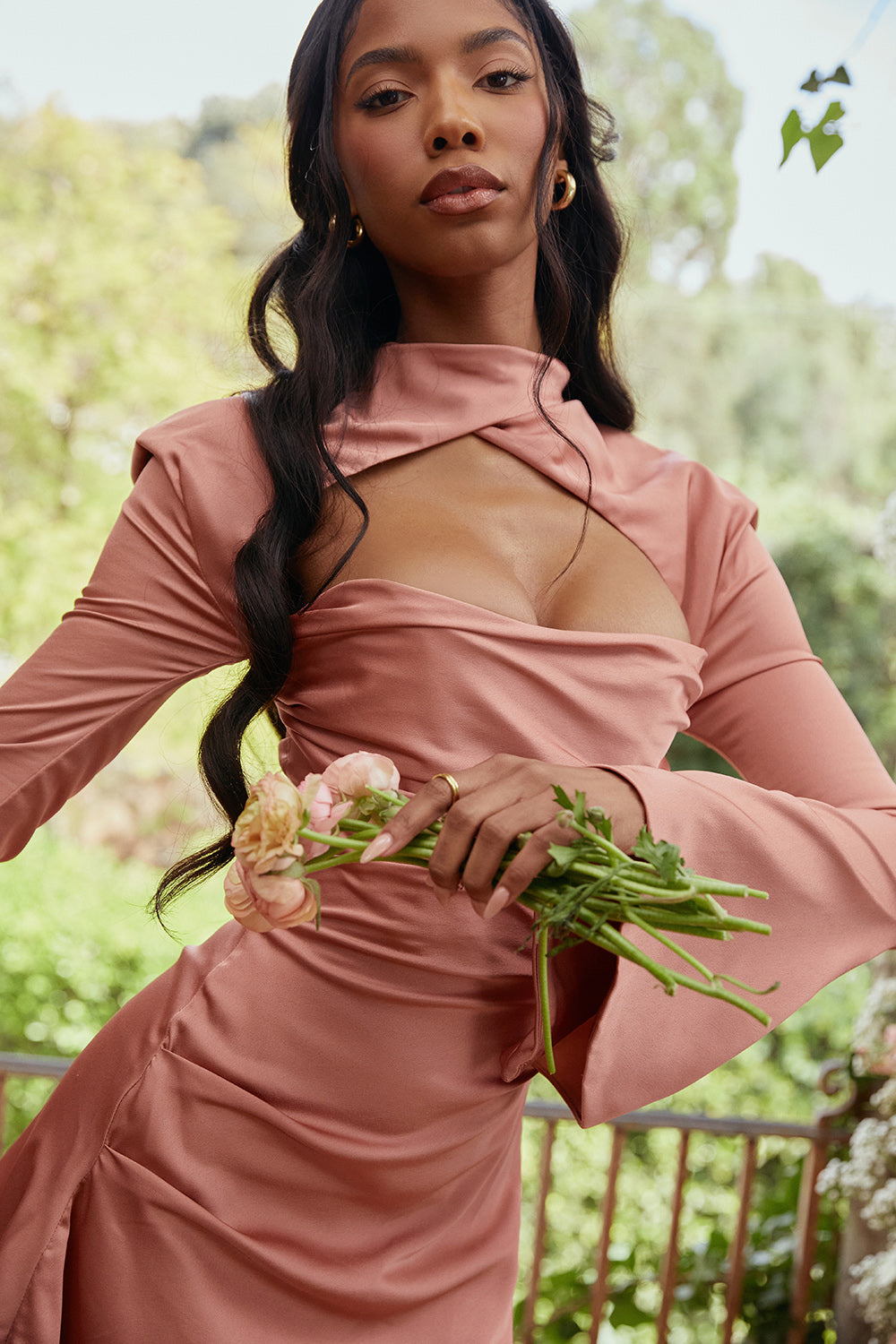 HEILA IVORY DRAPED CORSET DRESS-PINK