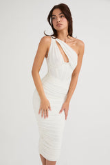 Cutout One-Shoulder Midi Bandage Dress