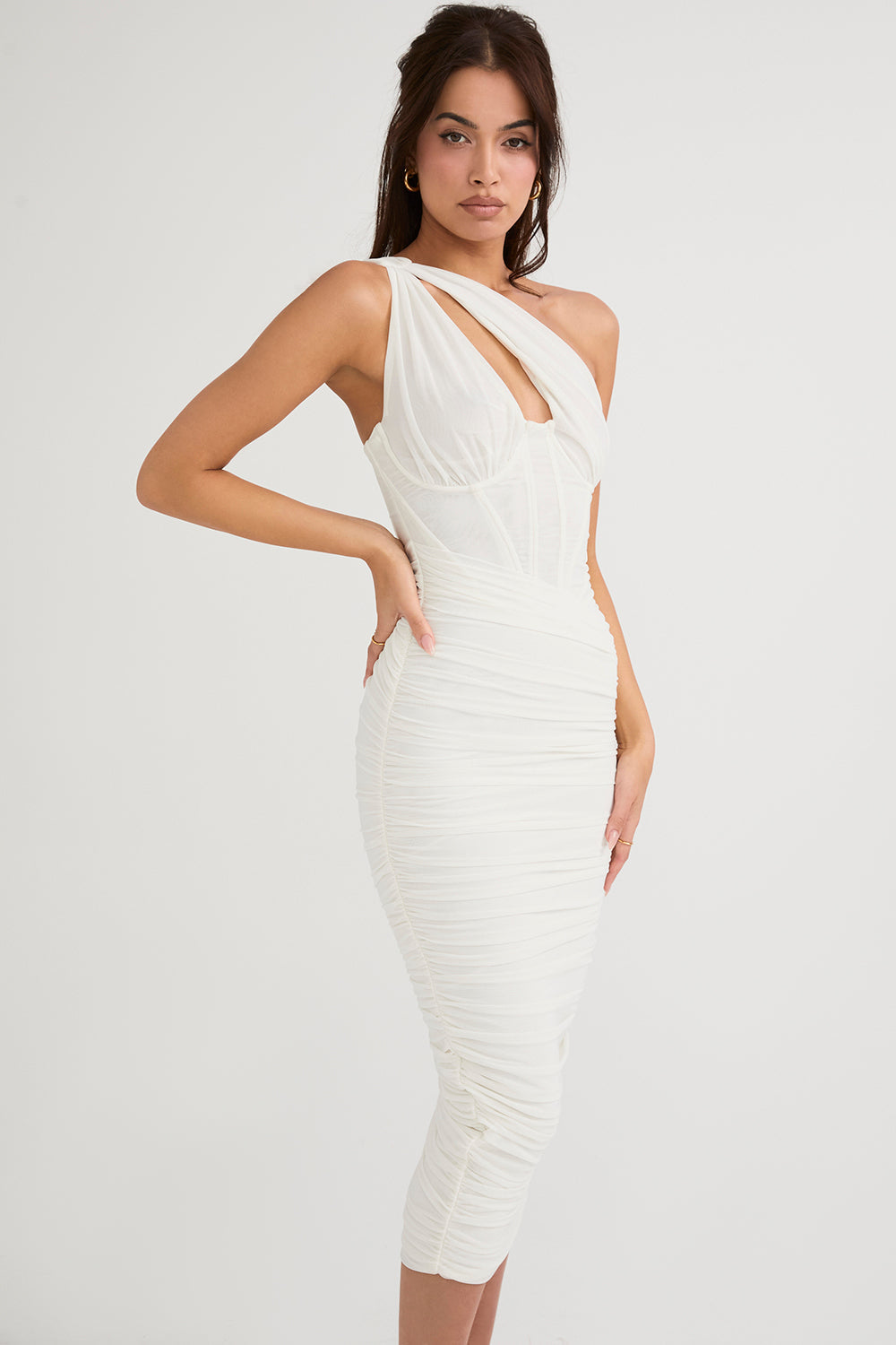 Lemily Cutout One-Shoulder Midi Bandage Dress