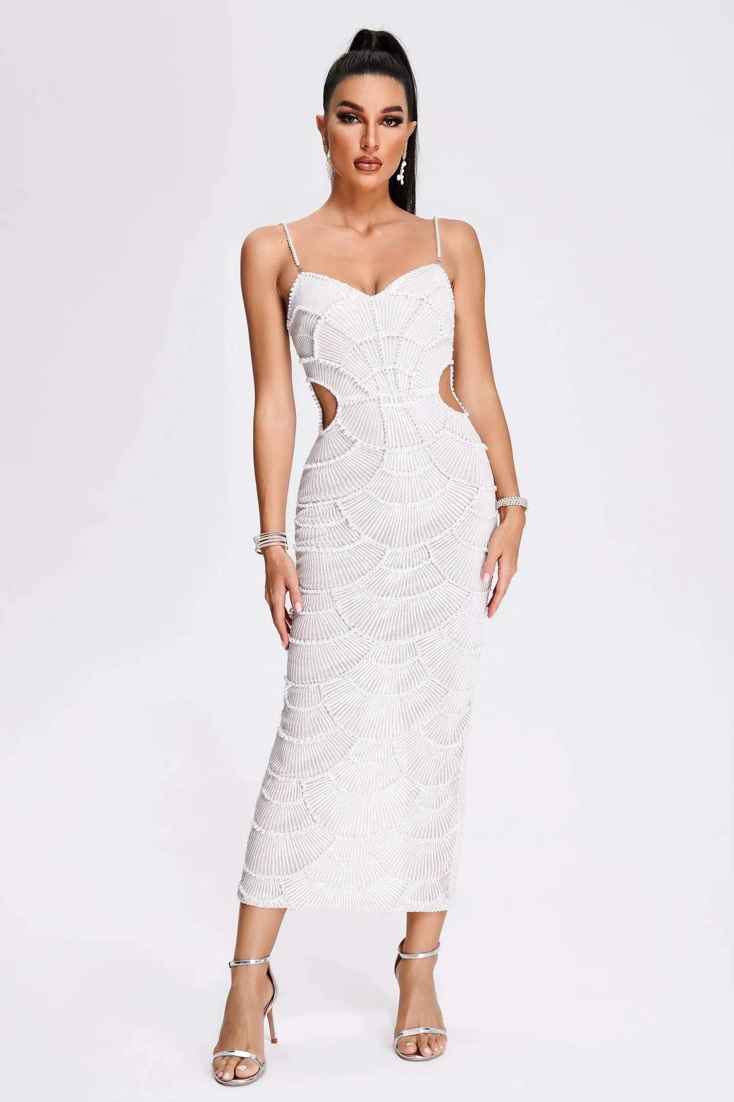 Hollow-out Camisole Beads Banquet Evening Dress