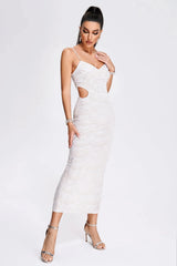 Hollow-out Camisole Beads Banquet Evening Dress